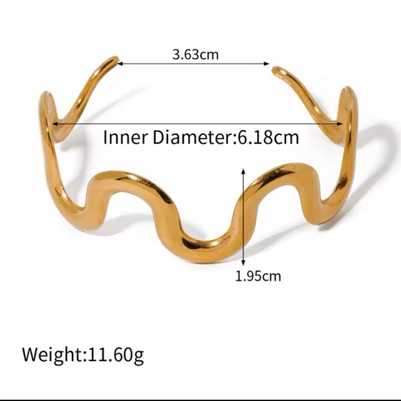 18K Gold Plated Wavy Chain Bracelet Bangle Cuff*Minimalist Dainty*Waterproof*JD - Picture 5 of 6